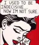Comic book style woman being indecisive