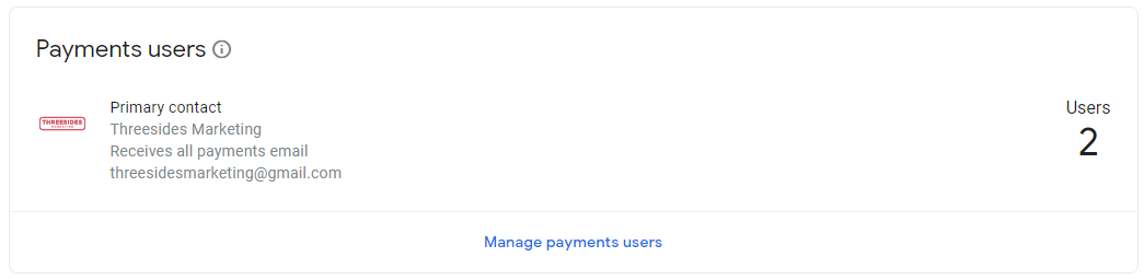 The Settings Page has a section for Payments users.