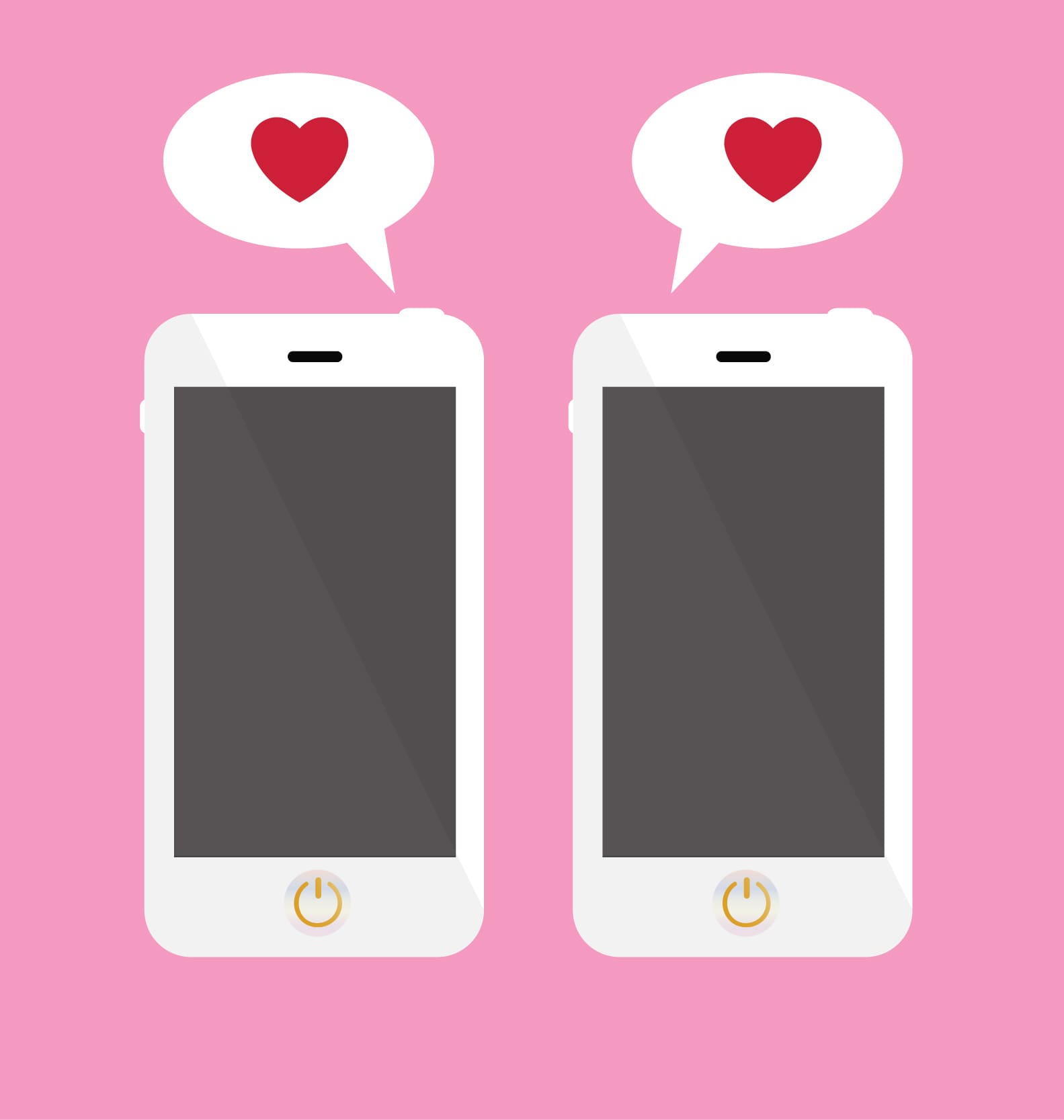 Two mobile phones and love hearts